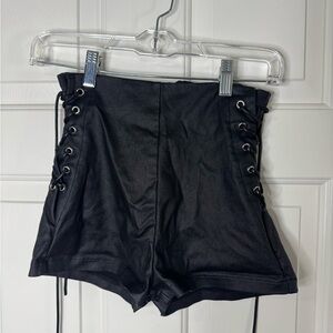 Black Lace-Up Women Shorts